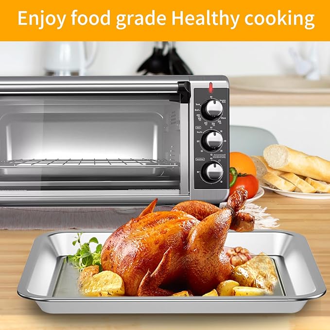 Convection Toaster Oven Replacement Parts for BLACK DECKER 8 Slice Extra Wide Convection Toaster Oven, 14.6×8.8 IN Food Grade Grill Pan Plate Rack Tray Crisper Plate Accessories