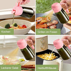 YARRAMATE 2Pcs 16oz/470ml Dark Green Oil Sprayer for Cooking with Stickers, Food-grade Premium 2 in 1 Olive Oil Dispenser Bottle for Kitchen Gadgets, Air Fryer, Salad, Frying, BBQ (Pink&Black)