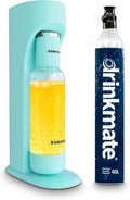 Drinkmate OmniFizz Sparkling Water Maker & Soda Streaming Machine | Carbonates Any Drink | STARTER KIT | Includes One 60L CO2 Cartridge + One BPA-Free Bottle (Arctic Blue)