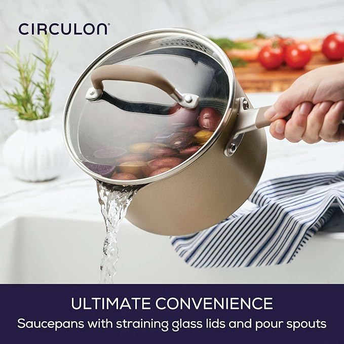 Circulon Premier Professional Hard Anodized Nonstick Cookware Induction Pots and Pans Set, 10 Piece, Bronze