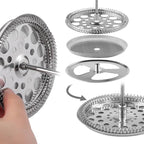 2.6 Inch Filter Parts for 350ml French Press 3 Pieces Stainless-Steel Set Containing Spiral Disk, Small Coffee Press Mesh Screen for Sivaphe 12 oz French Press