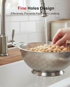 5.5-Quart Kitchen Colander, Stainless Steel Pasta Strainer with Handle and Base for Vegetables, Fruit, Spaghetti