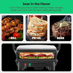 Chefman Panini Press Grill and Gourmet Sandwich Maker NonStick Coated Plates,Opens 180 Degrees to Fit Any Type or Size of Food,Stainless Steel Surface and Removable Drip Tray,4 Slice,Black,(Pack of 2)