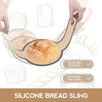 Silicone Bread Sling for Dutch Oven, Non-Stick & Easy to Clean Bread Baking Mat Set, 2 Pcs Reusable Bread Sling with Long Handle to Transfer Sourdough (Gray, Oval and Round)