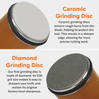 Premium Rolling Knife Sharpener Kit - Magnetic Manual Knife Sharpener with Diamond & Ceramic Discs, Two Extra Discs, Leather Strop & Stand, 15° & 20° Angle Guides, Gift for Chefs & Home Cooks