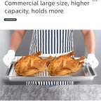 2-Pack 23.5"x15.5" Extra Large Heavy Duty Commercial Grade 304 Stainless Steel Baking Pan Set, Non-Toxic Deep Sheet Pan, 1 Solid & 1 Perforated Pans for Roasting, Defrosting, Draining, Cooling