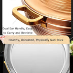 Stainless Steel Moroccan Tagine Pot, Large Moroccan Tajine Casserole with Cone-Shaped Lid, Non Stick Tagine Cooking Pot with 2 Handles(30cm/11.8in, Gold)