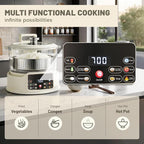 3L Low Carb Rice Cooker,Auto Lift Filter Basket for Low Sugar Rice, 6-Cup Stainless Steel Glass Rice Cooker with Steamer,for Rice, Soup, Oats,Digital Keep Warm (White)