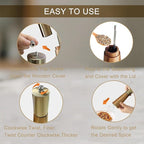 Salt and Pepper Grinder Set Gold Manual Pepper Grinder with Wooden Base, Adjustable Coarseness Refillable Ceramic Blade Grinding Enjoy Fresh Ground Pepper Salts with Spices, 2pcs-7in(7IN-Golden Wood)