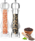 LHS Pepper Mill Grinder Set, 2Pcs Salt Grinder Peppercorn Grinders with Adjustable Coarseness-Clear