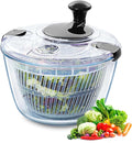 VEVOR Glass Salad Spinner, 4.75Qt, One-handed Easy Press Large Vegetable Dryer Washer, Lettuce Cleaner and Dryer with High Borosilicate Glass Bowl Lid, for Greens, Herbs, Berries, Fruits, No BPA