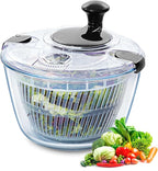 VEVOR Glass Salad Spinner, 4.75Qt, One-handed Easy Press Large Vegetable Dryer Washer, Lettuce Cleaner and Dryer with High Borosilicate Glass Bowl Lid, for Greens, Herbs, Berries, Fruits, No BPA