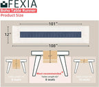 FEXIA Boho Table Runner 108 Inches Long for Home Decor Farmhouse Table Runner Cream & Blue Rustic Macrame with Tassels for Bohemian Dining Bedroom Decor Bridal Shower (12x108 Inches)