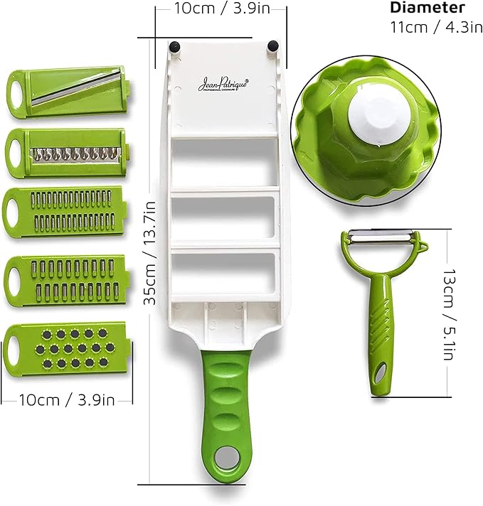 5 In 1 Handheld Vegetable Slicer & Grater - With Mandolin Blade & Peeler, All-in-one, Shredder, Grater, Zester and More - From Jean Patrique