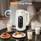 10 in 1 Nut Milk Maker Machine, 42oz IMD Screen Almond Milk Maker, Soy Milk Maker with Self-Cleaning, Delay Start, Keep Warm, Boil Water, Automatic Plant-Based Milk Blender for Soybean, Oat, Coconut