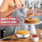 P&P CHEF 8 Inch Cake Pan Set of 2, Stainless Steel Round Baking Layer Cake Pans, Non Toxic & Healthy, Leak-proof & Easy Clean, Mirror Finish & Easy Releasing, Oven & Dishwasher Safe