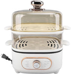 1200W 10.5L 2 Tier Electric Steam Pot Cooker with Steaming Plate, Efficiently Cooks and Steams Seafood, Vegetables, and Meat, Ideal for Noodles, Porridge, Slow Cooking (US Plug