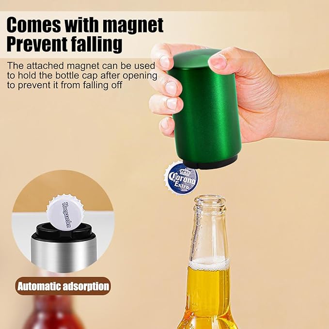 Premium Beer Bottle Opener Stainless Steel Automatic Bottle Opener Push Down No Damage Quick to Open Small Portable Bottle Cap Openers for Home Bars Picnic Camping Hiking