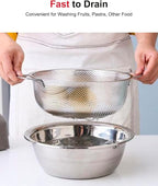 3-Quart Colander for Kitchen, Stainless Steel Colander with Base, Pasta Strainer with Handle, Food Strainer for Spaghetti, Vegetables, Fruit