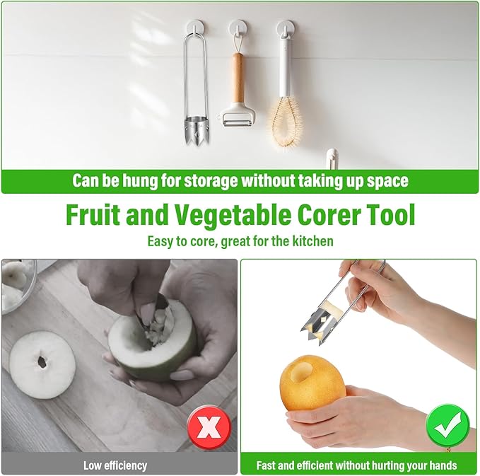 2 PCS Red Bell Pepper Seed Corer-multifunctional Fruit and Vegetable Core Remover Tool Stainless Steel Kitchen Gadgets for Pepper Pineapple Pear Apple Corer Vegetables Fruit