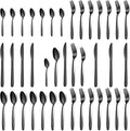 Hunnycook Silverware Set - 40PCS Stainless Steel Silverware Set for 8, Includes Forks Spoons and Knives, Utensil Sets for Home Kitchen Restaurant, Dishwasher Safe, Black