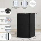 Antarctic Star 3.2 Cu.Ft.Compact Refrigerator with Freezer, Mini Fridge Single Door with Adjustable Thermostat,Removable Glass Shelves for Apartment,Dorm,Office,Kitchen，BLACK