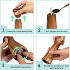 Wooden Salt and Pepper Grinder Set, Pepper Grinder Pepper Mill with Adjustable Coarseness,Acacia Wood Pepper Grinder Manual, Salt and Pepper shakers Tableware Gifts
