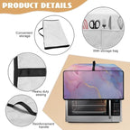 Marble Print Toaster Oven Cover, Heavy Duty Heat-Resistant Air Fryer Cover for Kitchen Counter, Small Appliances Dust Slipcovers, Blue Pink Gold, (Small-14.5*18.46*9 inches)