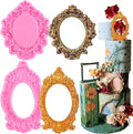 Mujiang Baroque Picture Frames Silicone Mold Photo Frame Fondant Molds Vintage Frame Mold For Sugar Cake Decorating Cupcake Topper Chocolate Gum Paste Candy Polymer Clay Set Of 2