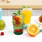 Loivttvv 6pcs Vintage Drinking Glasses Set, 12 oz Atroviens Highball Glasses, Embossed Ribbed Glassware Cups for Cocktail, Water, Juice, Coffee, Whiskey