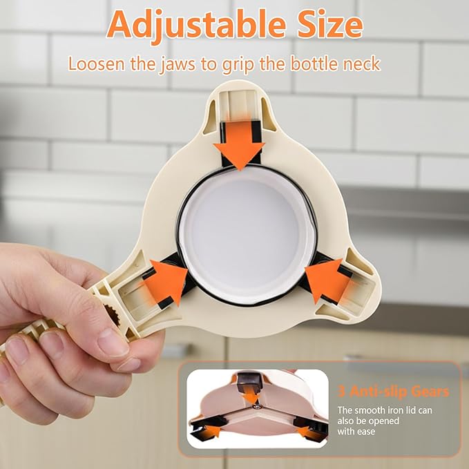 2026 New 4-in-1 Jar Opener - Adjustable Stainless Steel Lid Remover for Seniors & Arthritis Sufferers, Fits Kitchen Jars, Bottles & Cans(White)