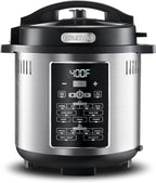 Gourmia GPA2060 One-Lid Pressure Cooker + Air Fryer With 15 One-Touch Cooking Functions - 6-Quart Nonstick Cooking Pot, Air Fry Basket, Multi-purpose Rack, Measuring Cup