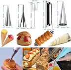 33 Pack Cannoli Forms Tube Set, 10 Cannoli Forms, 10 Large Hones Form Mould 10 Small Croissant Moulds, Brush, Reusable Icing Bag and Long Frosting Tip for Puff Pastry