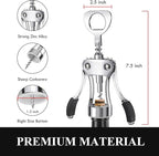 KORCCI Multifunctional Wine Bottle Opener Gift Set - Heavy-Duty Zinc Alloy Wing Corkscrew, Foil Cutter, Vacuum Stopper & Aerator Pourer for Kitchen, Bar, Restaurant, Bartenders