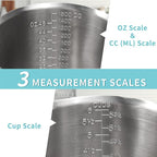 Measuring Cup, [Upgraded, 3 Measurement Scales, Including Cup Scale, ML Scale, Ounce Scale], Newness Stainless Steel Measuring Cup with Marking with Handle, 48 Ounces (1.5 Liter, 6 Cup)