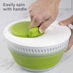 PrepWorks 3 Qt Collapsible Salad Spinner – Space-Saving, Easy-to-Use, BPA-Free, for Quick Salad Washing & Drying, Dishwasher Safe