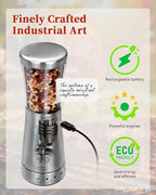 Electric Salt and Pepper Grinder Set with Storage Base, Stainless Steel Rechargeable Salt and Pepper Grinder Set with 4.5 oz Large Capacity, 1.8" Wide Mouth, Adjustable Coarseness, Ideal for Kitchen