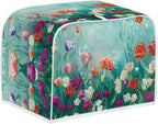 JEOCODY Colorful Flower Toaster Covers Dustproof Toaster Bread Maker Cover Fits for Most Standard 4 Slice Toasters, Universal Size Microwave Oven Dustproof Cover Women Gift