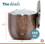 Snowfox XL - Insulated Ice Bucket with Lid/Scoops, Premium Vacuum Insulated Stainless Steel Ice Buckets for Parties, Ice Box, Home Bar Accessories, Parties Supplies, Bar Decor, 7L, Dark Walnut