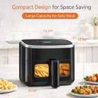 Simple Deluxe 8-in-1 Air Fryer 4 Qt, Digital Preset Airfryer with Visible Window, Nonstick and Dishwasher-Safe Basket for Chips, Bake, Wings, 60-Min Timer, 1500W, Gray