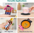 NIHOME Silicone Jar Opener – 6 Inch Large Anti-Slip Grip Pads, Premium 100% Food-Grade Silicone, Stylish Designer Colors, Multi-Purpose Heat-Resistant Mat & Coaster, Set of 4 (pink series)