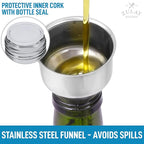 Zulay Kitchen (2 pack 17oz Olive Oil Dispenser Bottle For Kitchen - With 2 Spouts, 2 Removable Corks, 2 Caps, & 1 Funnel - Oil Bottle For Kitchen & Storing Liquids