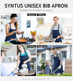 Syntus Apron for Men Women, Adjustable Cooking Kitchen Chef Aprons with 2 Pockets, Cotton/Polycotton/Polyester