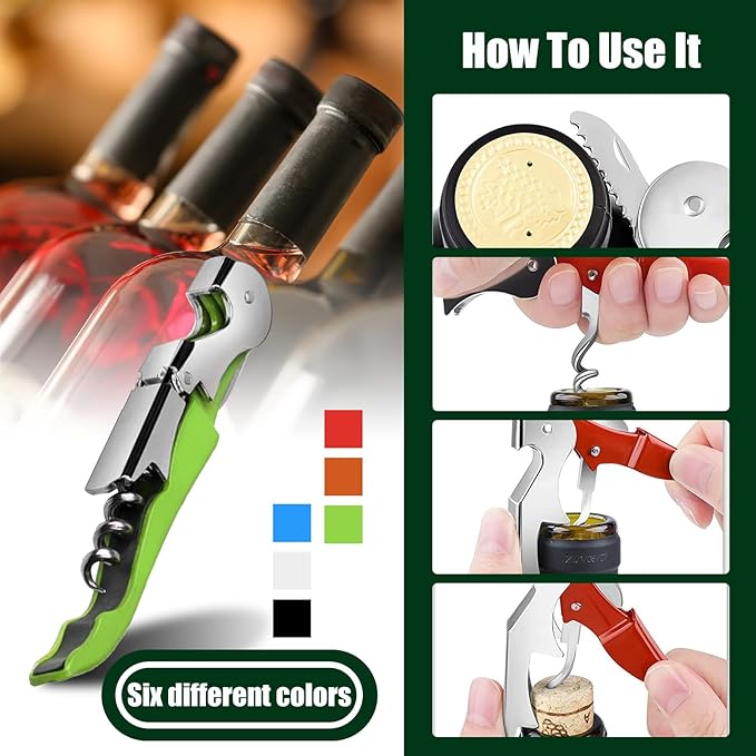 36 Pieces Wine Key wine opener Stainless wine bottle opener Fold Serrated Foil Cutter wine Key for Family, Company Party,Bars,Restaurants(6 Color)
