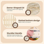 UPGRADED Bamboo Steamer Basket 10-Inch 2-Tier with handle|1x Stainless Steel Ring|2x Chopsticks|50x Perforated Liners|1x Sauce bowl| Easy to clean|Dumpling Steamer Baskets for Cooking Rice & Vegetable (Full Set [10-Inch] with Dumpling Tools)