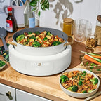 New 10-in-1 Electric Multi-Cooker, 6 Quart Programmable Cooking Pot with Digital Display, Nonstick Interior, One-Touch Controls, Multi-Function Kitchen Appliance (White Icing)