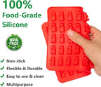 WARM TIME Gummy Bear Candy Molds Silicone, Mini Gummy Molds with 2 Droppers & 1 Cleaning Brush, Food Grade Non-Stick Silicone Molds Including Heart, Dinosaur, Bear, Donut, and Fruit, Set of 5
