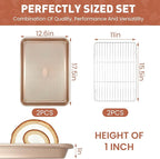 Baking Sheet with Wire Rack Set, 2 Sheet Pans(17.5'' X 11.8'') with 2 Cooling Racks, Thickened Nonstick Cookie Sheet for Baking, Carbon Steel Baking Pan