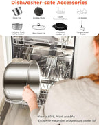 Nuwave Duet Electric Pressure Cooker & Air Fryer Combo, 450 IN 1 Slow Cooker & Grill with Integrated Digital Temp Probe, 6qt SS Pot, Adjustable High/Low Pressure, Built-in Sure-Lock Safety Tech