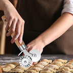 Pastry Double Cutter Wheel for Kitchen, Stainless Steel Pasta Cutter Wheel Tool with Double Roller for Making Pasta, Pizza, Ravioli, Cookie Cutter, Enhance Your Culinary Artistry